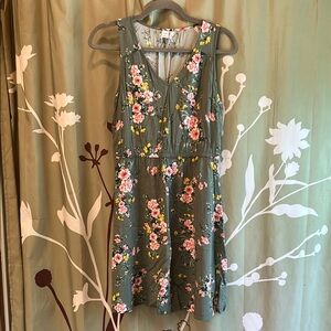 Old Navy Green and Pink Midi Dress